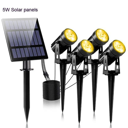 Spot noir à panneau solaire orientable IP65  pour extérieur éclairage chaud