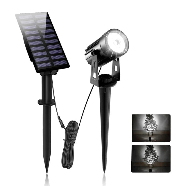 Spot noir à panneau solaire orientable IP65  sur picquet éclairage froid