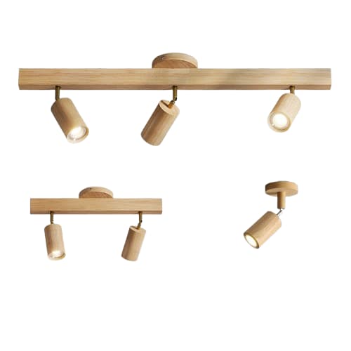 Spot orientable scandinave bois clair fixé sur rail