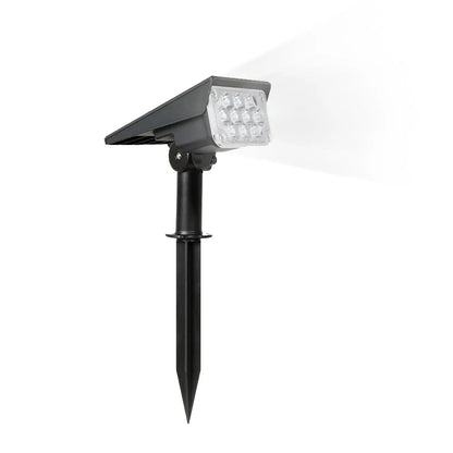 Spot à picquet noir solaire avec panneau éclairant blanc froid