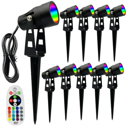 Spot piquet led extérieur jardin RGB lot de 10