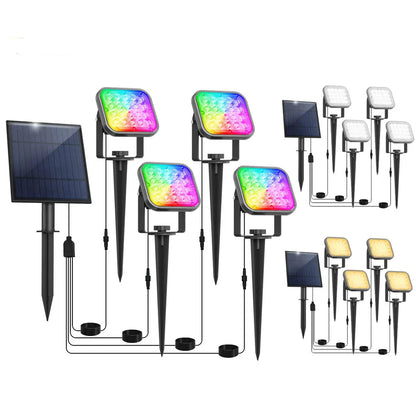 Spot solaire à piquer avec tête lumineuse mobile carrée éclairage chaud,froid ou rgb