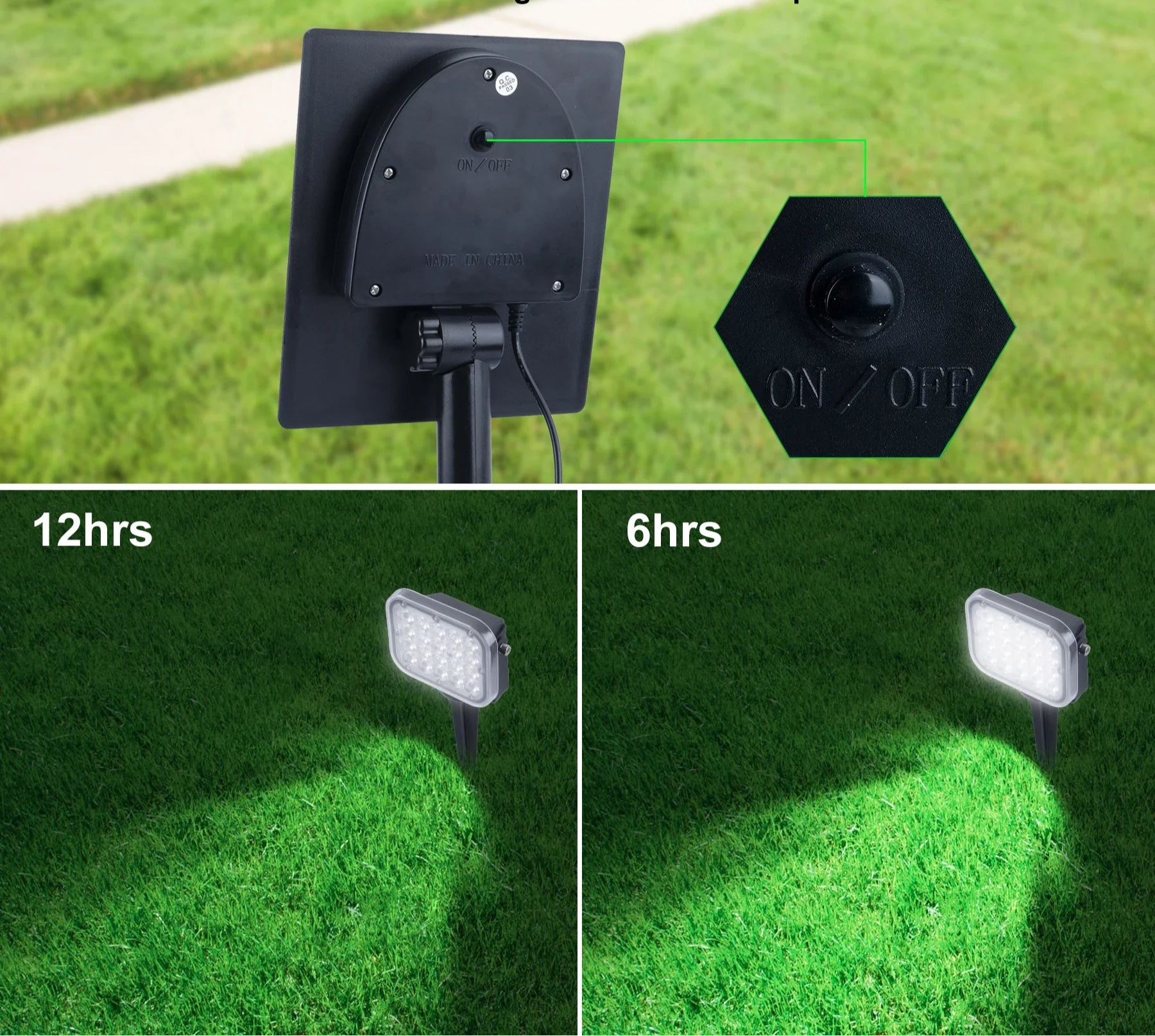 Spot solaire pour jardin autonomie 12H
