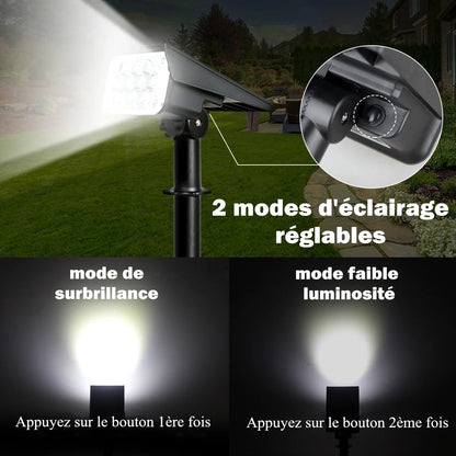 Spot solaire étanche à intensité réglable pour extérieur