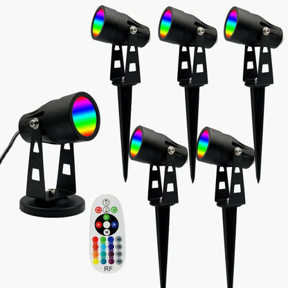 Spot étanche RGB pour jardin a poser ou à planter avec picquet controlé par télécommande