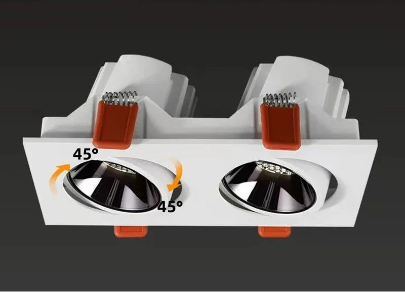 bloc de Spot encastrable orientable carré par 2