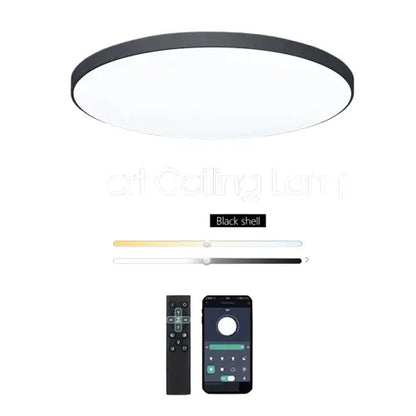 Grand Spot plafonnier surface lumineuse intégrale dimmable rond connecté avec télécommande