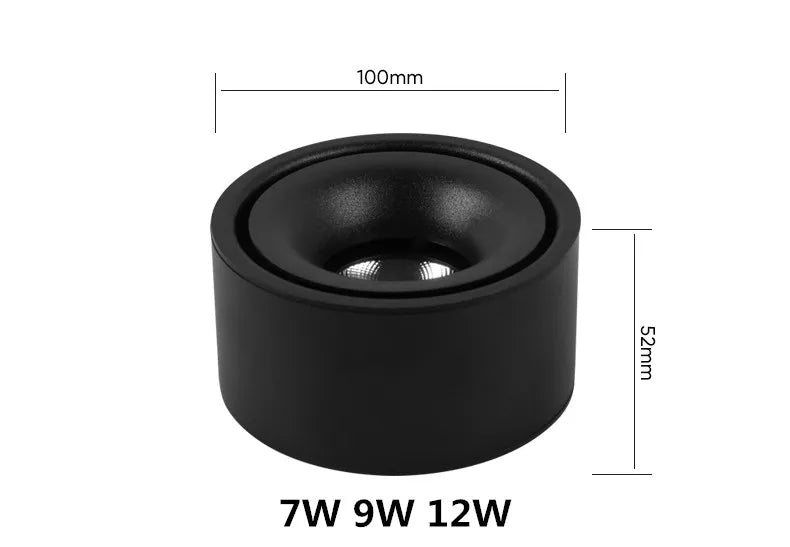 spot LED moderne noir rond non encastrable 5CM de haut et 10cm de diamètre